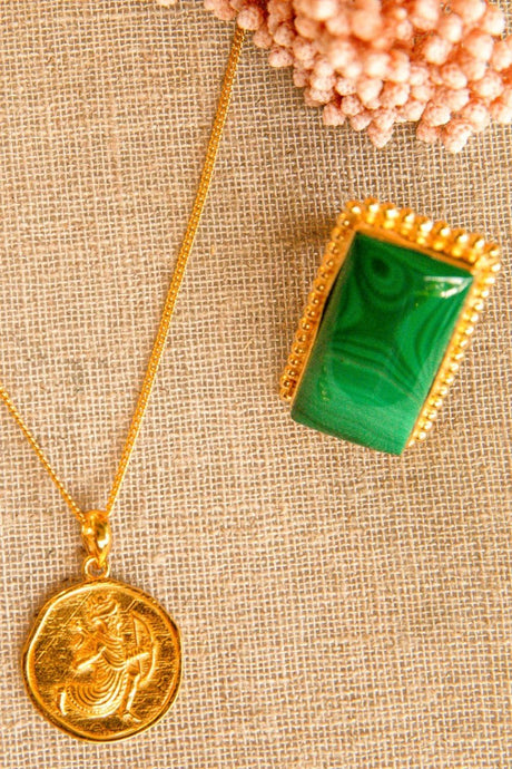 Rectangle One Of A kind Malachite Ring